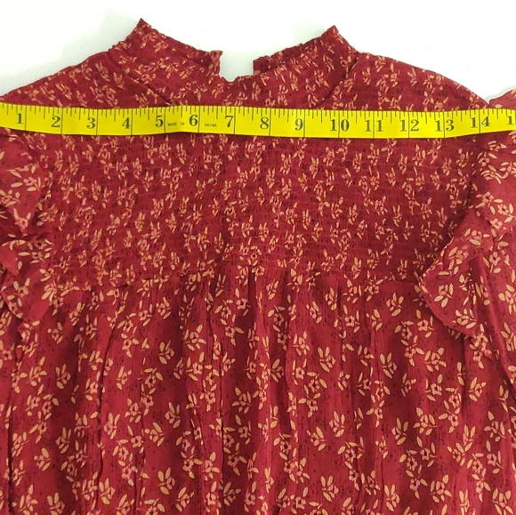 Free People Blouse Roma Red Floral Print Small - Picture 14 of 16
